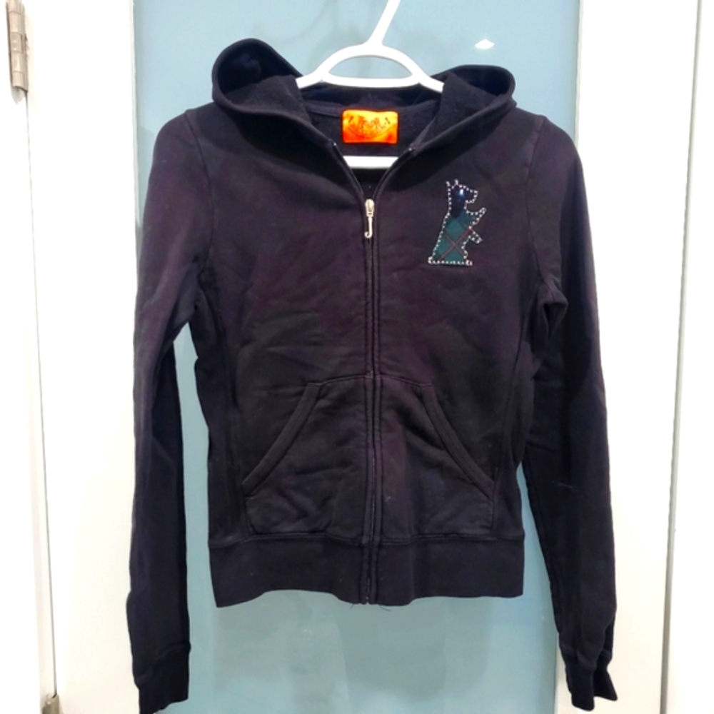 Juicy Couture classic Yorkie terrier black zip up hoodie